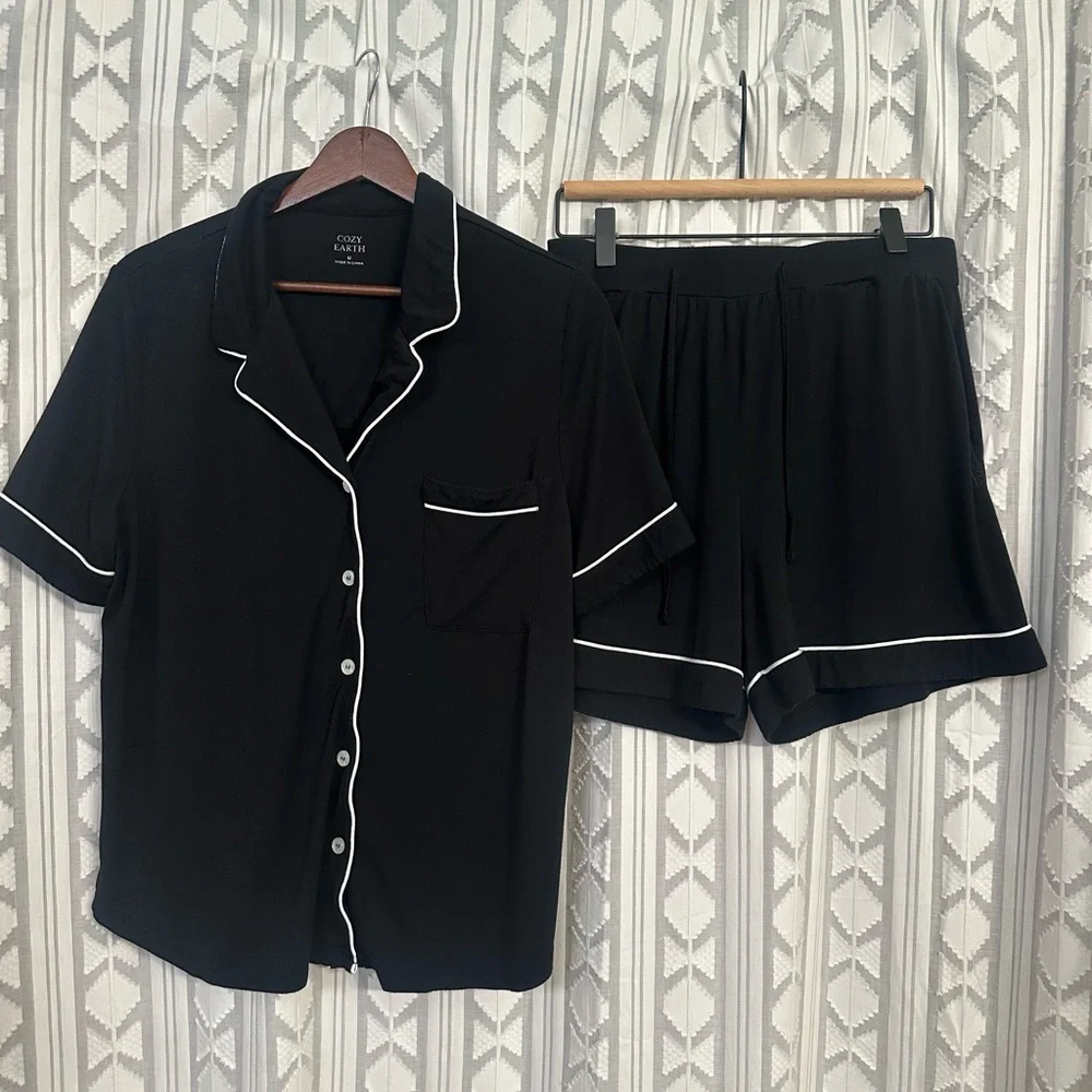Cozy Earth Women's Bamboo Stretch-Knit Short Sleeve Pajama Set - Picture 1 of 7